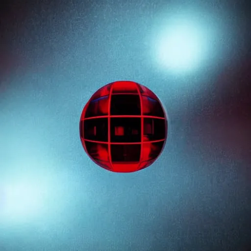 Image similar to loneliness and fear in a red future sphere limbo abstract dark highly detailed in cubes