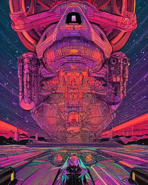 Prompt: the most amazing dream of science fiction, dan mumford, moebius, hd, vibrant color, high contrast, digital illustration