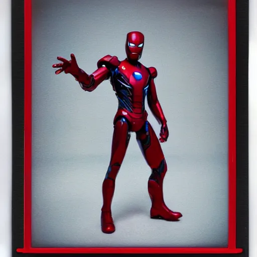 Image similar to a single iron man and spider - man hybrid, dslr, polaroid