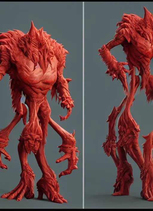 Image similar to а fantasy Proto-Slavic skinny red troll creature in armor inspired blizzard games, full body, detailed and realistic, 4k, trending on artstation, octane render