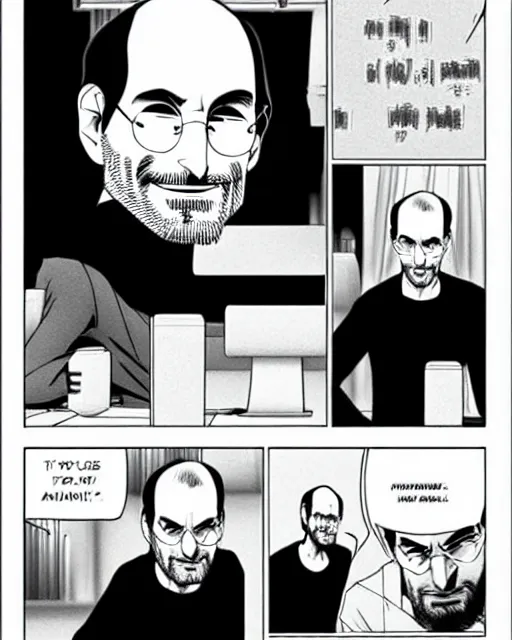 Image similar to steve jobs the manga, best scene