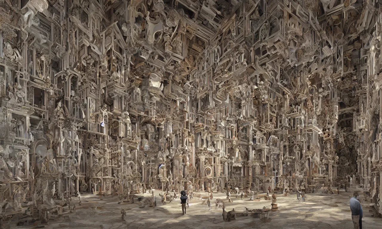 Prompt: standing inside el retablo digital, futuristic, ancestors and future, visually satisfying architecture render