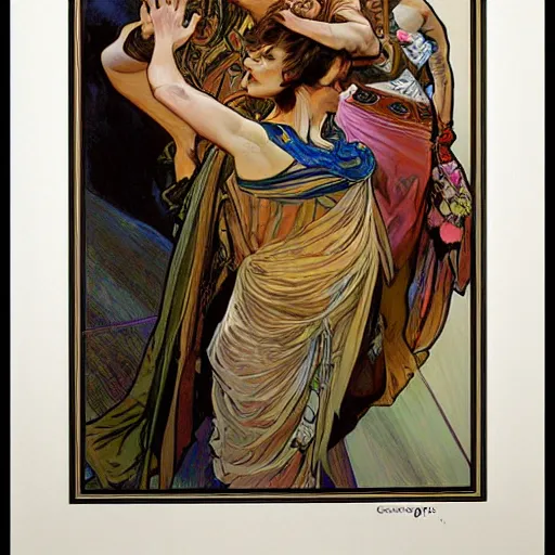 Image similar to Armbar. Epic painting by James Gurney, Alphonso Mucha.