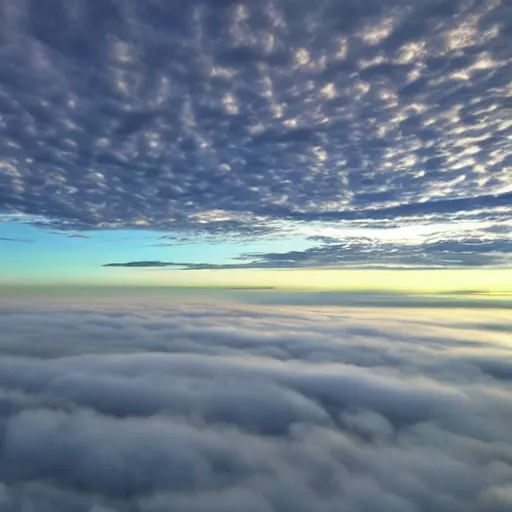 Prompt: cloudy sky dawn, realistic, above the sky