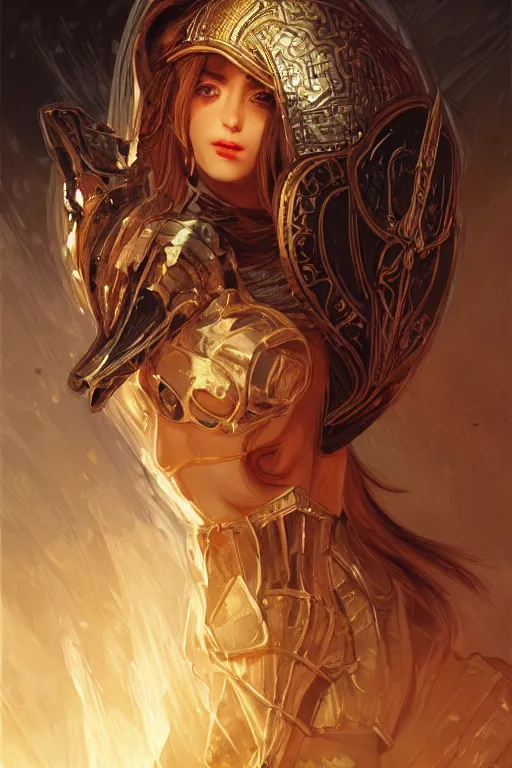 Image similar to portrait knights of Zodiac girl+smoky eyes, black and red reflected armor, in ruined Agora of Athens, black magic night, ssci-fi, fantasy, intricate, very very beautiful, elegant, golden light, highly detailed, digital painting, artstation, concept art, smooth, sharp focus, illustration, art by tian zi and WLOP and alphonse mucha