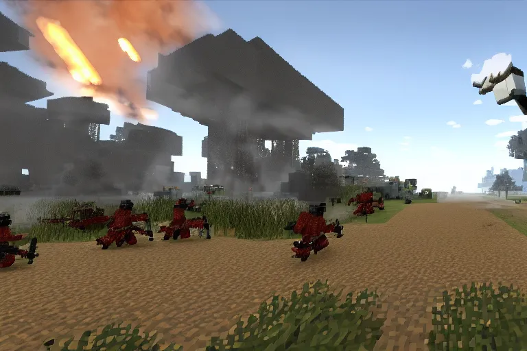 Image similar to battlefield : minecraft