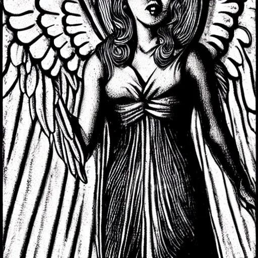 Image similar to biblically accurate angel in the style of Junji Ito
