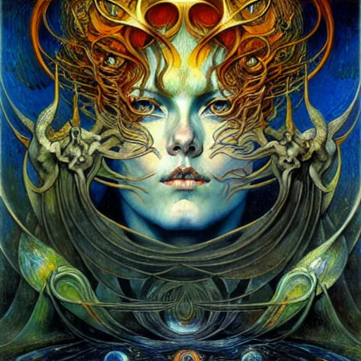 Image similar to Divine Chaos Engine by Karol Bak, Jean Delville, William Blake, and Vincent Van Gogh