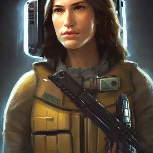 Prompt: portrait of a young woman by greg rutkowski, jaina solo, wearing the tactical gear of the galactic alliance, star wars expanded universe, she is about 1 6 years old, highly detailed portrait, digital painting, artstation, concept art, smooth, sharp foccus ilustration, artstation hq