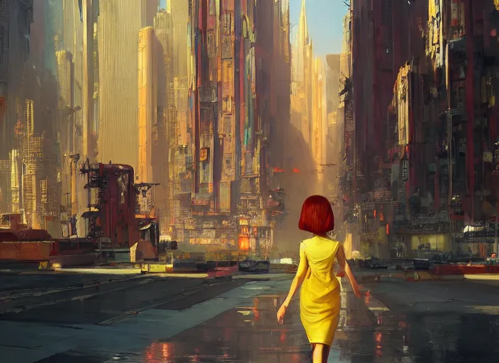 Prompt: gorgeous bright girl holding a red flag over her head enthusiastically walking through Mandelbrot fractal futuristic bustling city by Craig Mullins, ilya kuvshinov, krenz cushart, artgerm trending on artstation by Edward Hopper and Dan Mumford and WLOP and Rutkovsky, Unreal Engine 5, Lumen, Nanite