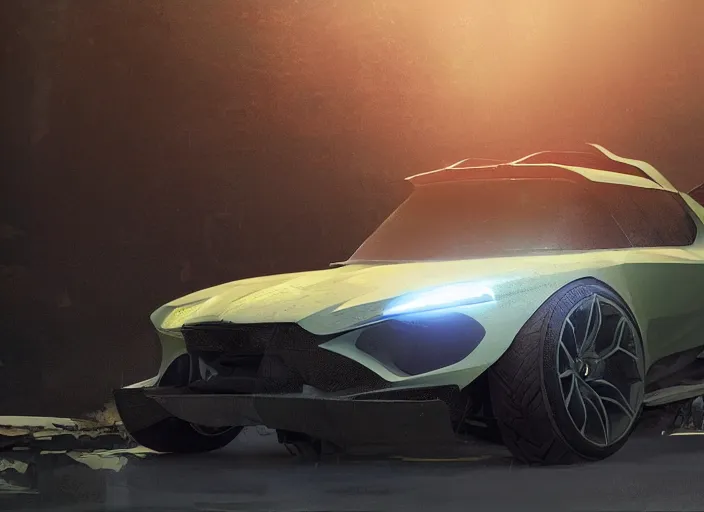 Image similar to a beautiful concept design of a supercar converted into offroad sport. car design by cory loftis, fenghua zhong, ryohei hase, ismail inceoglu and ruan jia. volumetric light, detailed, rendered in octane