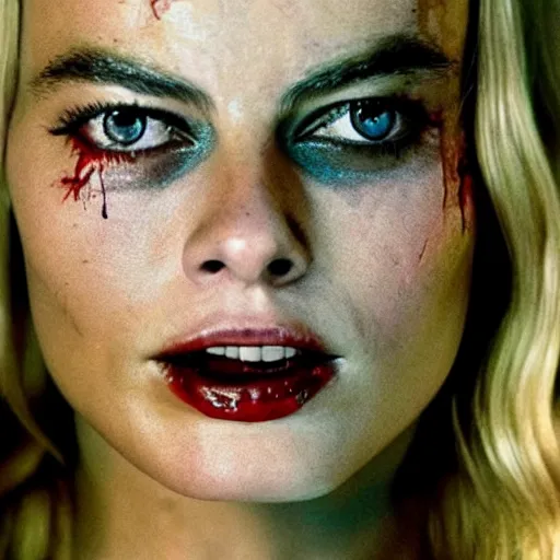 Prompt: photo of Margot Robbie as a zombie