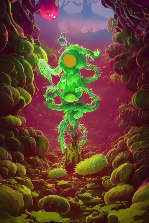 Image similar to roots cactus sushi cristal smurf ghost creature animal sushi cristal very big eye roots cactus elemental flush of force nature micro world fluo fishscale, behance hd by jesper ejsing, by rhads, makoto shinkai and lois van baarle, ilya kuvshinov, rossdraws radiating a glowing aura global illumination ray tracing hdr