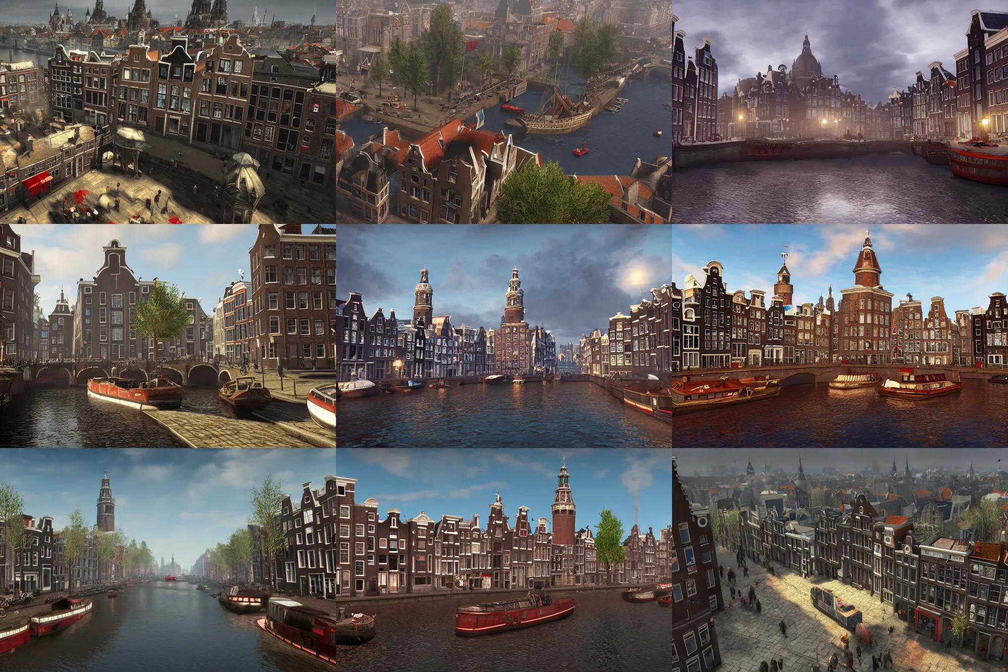 Prompt: a promotional screenshot of amsterdam in the video game assassins creed.