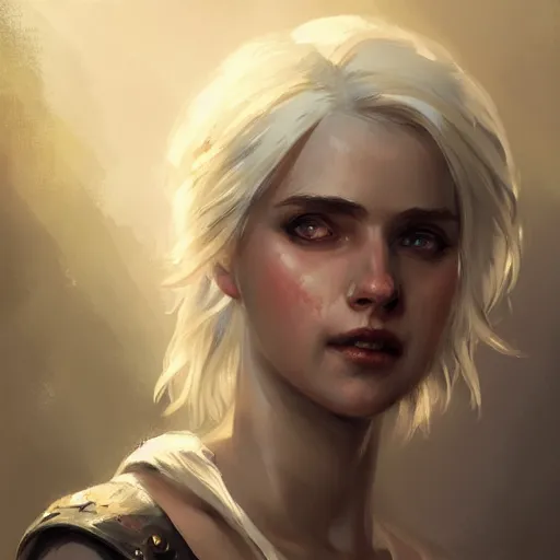 Image similar to ciri from withcer, paint by greg rutkowski