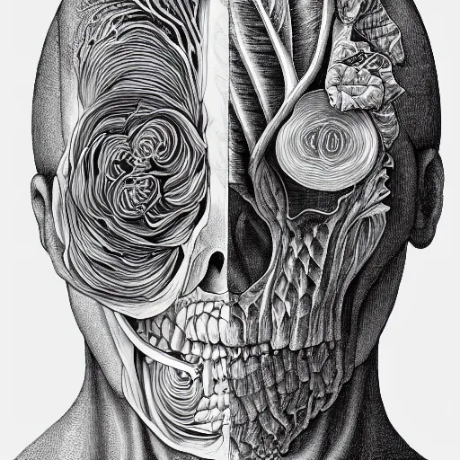 Image similar to the anatomy of a head of lettuce, an ultrafine detailed painting by james jean, ikusy, behance contest winner, vanitas, angular, altermodern