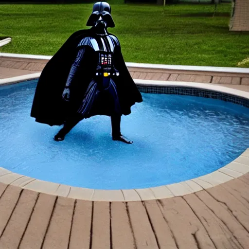 Prompt: Darth Vader bathing in a pool