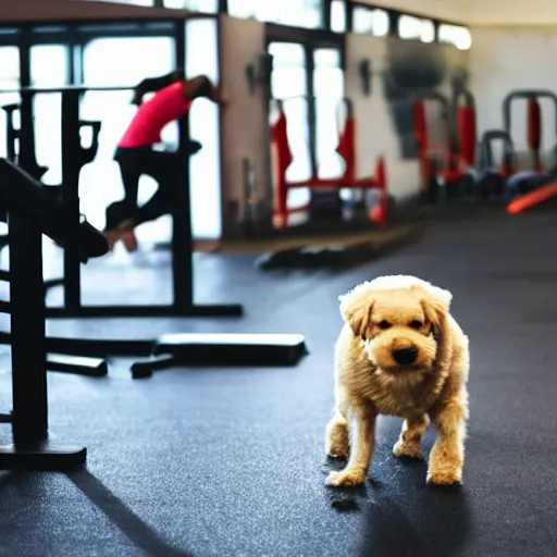 Image similar to a dog at the gym