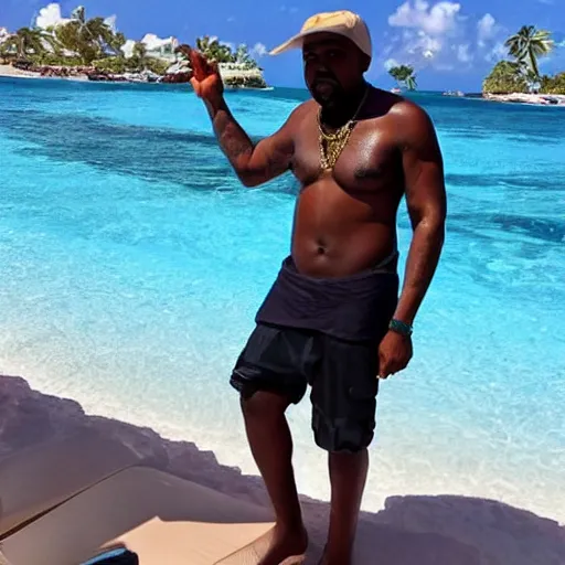 Prompt: kanye west chilling in aruba