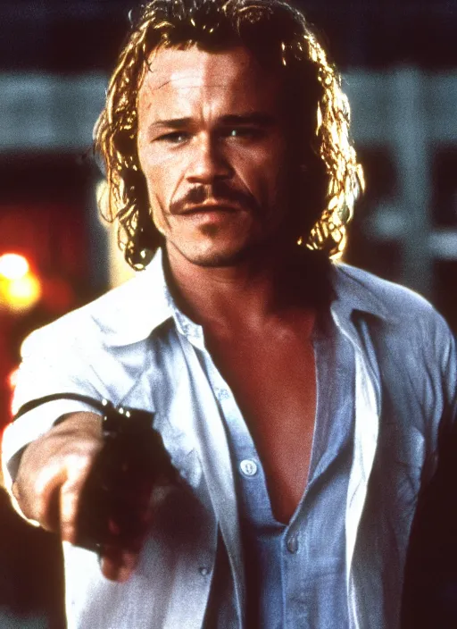 Image similar to film still of Heath Ledger as Martin Riggs in Lethal Weapon, 4k