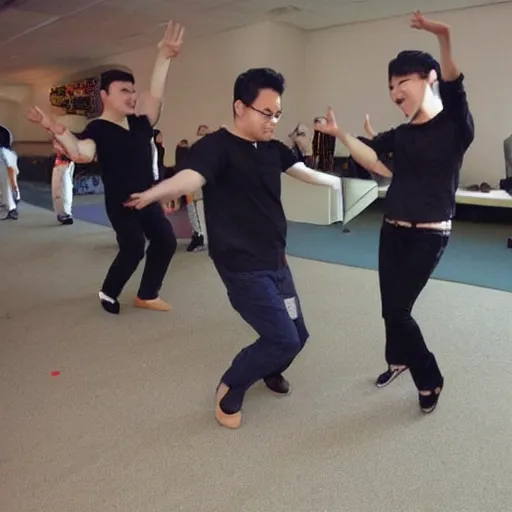 Prompt: Gangnam Style dance being performed by lizard men