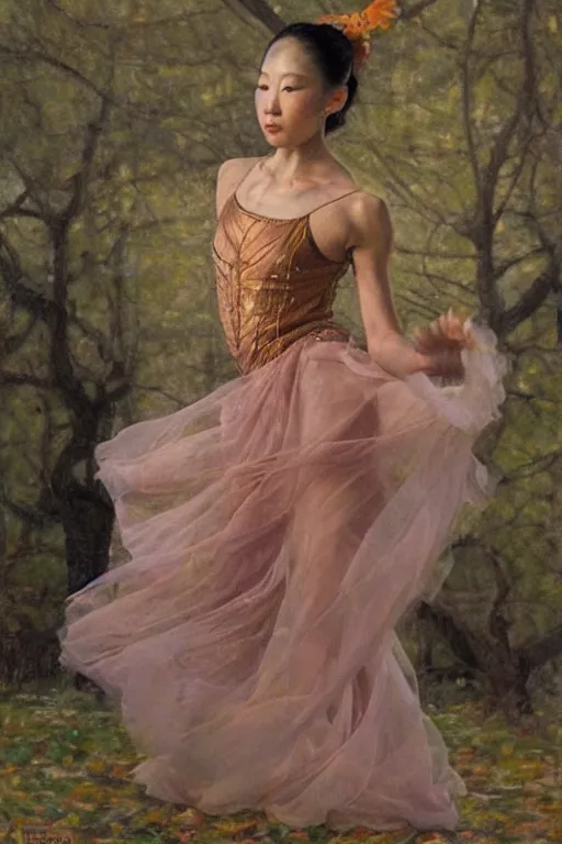 Image similar to portrait of an asian prima ballerina, by donato giancola and berthold woltze.