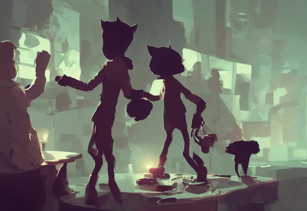Image similar to joe biden shakes hands with catgirl, epic debates, presidental elections candidates, cnn, fox news, fantasy, by atey ghailan, by greg rutkowski, by greg tocchini, by james gilleard, by joe gb fenton, dynamic lighting, gradient light green, brown, blonde cream, salad and white colors in scheme, grunge aesthetic