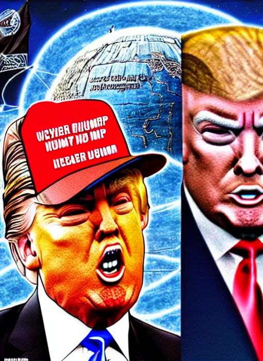 Image similar to david dees conspiracy image featuring donald trump and nuclear waste, hyper detailed