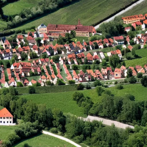 Prompt: Burg Güssing in Südburgenland. Aerial photograph of installation by Christo Vladimirov Javacheff.