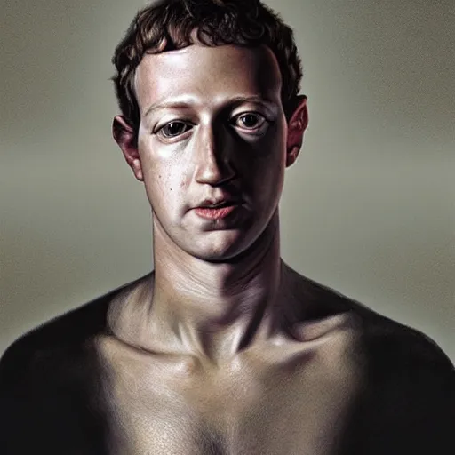 Image similar to hyperrealism photography portrait of highly detailed mark zuckerberg reptilian by caravaggio, denis villeneuve, alejandro jodorowsky and ridley scott. josan gonzalez. winkelmann, greg rutkowski, araki nobuyoshi