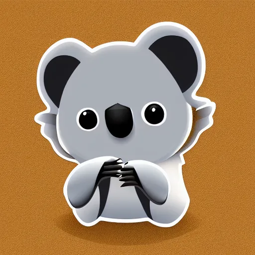 Image similar to cute whatsapp emoji of a koala bear, vector, white background