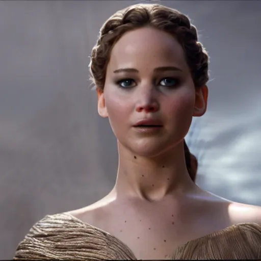 Image similar to jennifer lawrence as princess padme in star wars, 8k resolution, full HD, cinematic lighting, award winning, anatomically correct