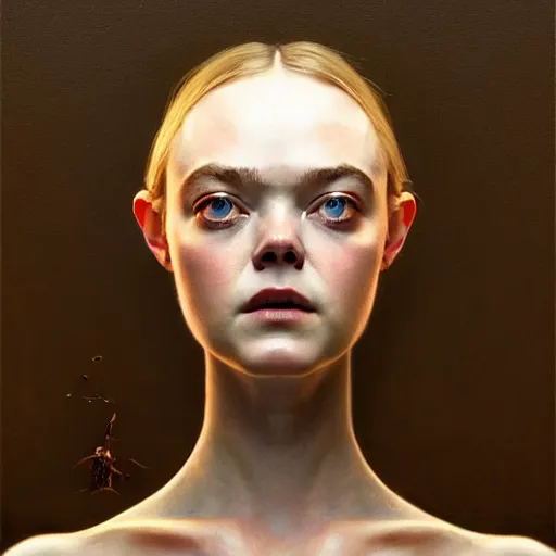 Prompt: symmetry!! portrait of elle fanning in prey in the world of beksinski, horror, fashion, dark!! intricate, elegant, highly detailed, digital painting, artstation, concept art, smooth, sharp focus, illustration, art by artgerm and greg rutkowski and alphonse mucha