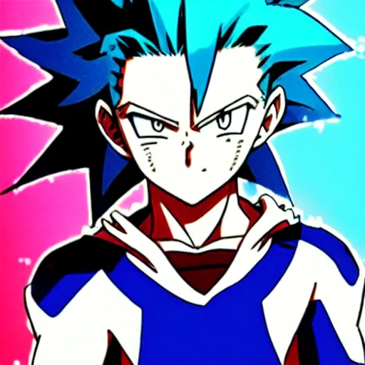 Prompt: boy with blue spikey hair and water powers, anime!!!, cel shaded, shonen style, by kohei horikoshi!!!, by akira toriyama, anime visual, hd