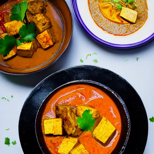 Image similar to tofu rendang curry, michelin starred restaurant, food photography