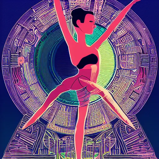 Image similar to a poster of a ballerina an album cover by kilian eng, behance contest winner, afrofuturism, circuitry, artwork, adafruit