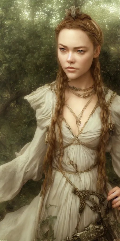 Prompt: kristanna loken lolita, lord of the rings, masterpiece by edgar maxence and ross tran and michael whelan, gustav dore, 8 k, octane render