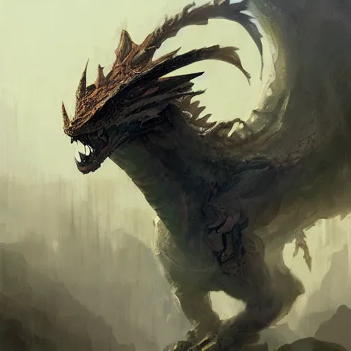 Prompt: a dragon that is a portrait picture, magnificent design, fantasy art, concept art, illustration, art by craig mullins and greg rutkowski, dreadjim, zeen chin