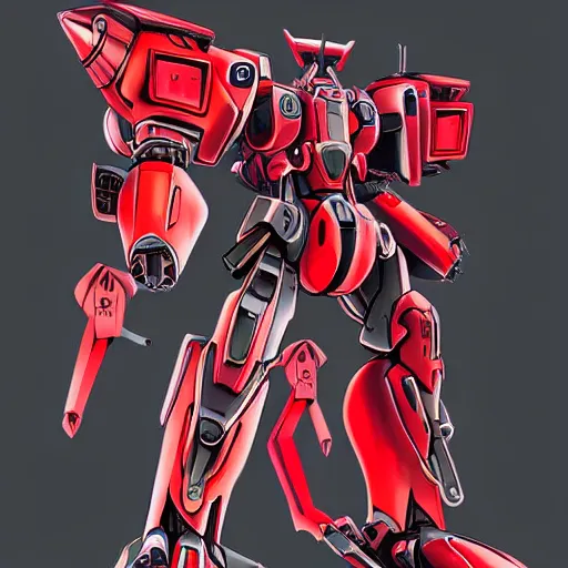 Prompt: mecha head, red sazabi, highly detailed illustration, custom design, dribbble. com, by secondsyndicate studio,