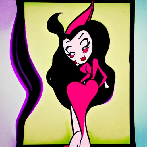 Prompt: jessica rabbit as a goth, drawn like pop art