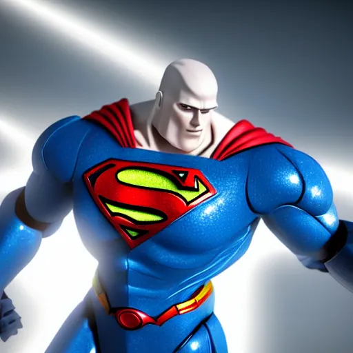 Image similar to still photo of mecha - superman, highly detailed, photorealistic portrait, bright studio setting, studio lighting, crisp quality and light reflections, unreal engine 5 quality render