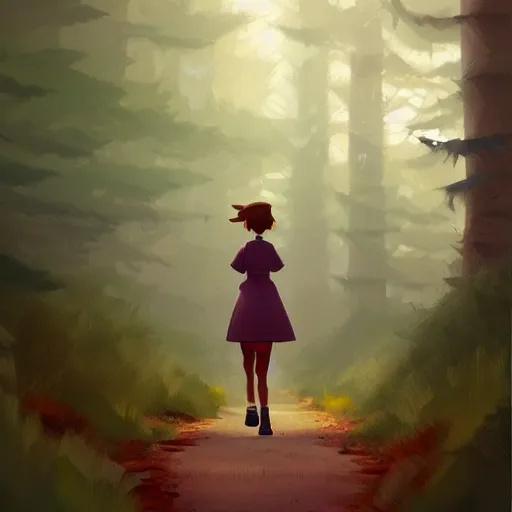 Image similar to goro fujita ilustration emma watson walking in the woods, painting by goro fujita, sharp focus, highly detailed, artstation