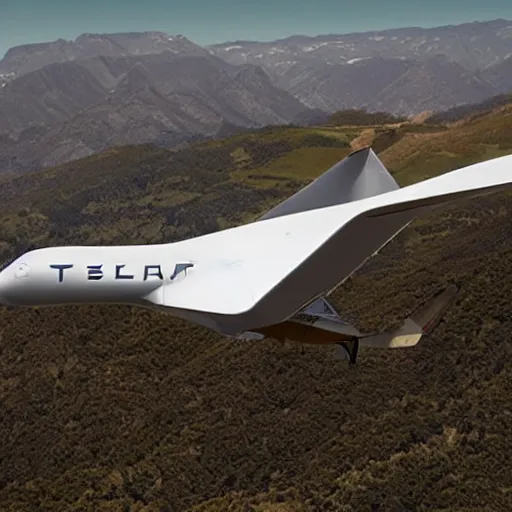 Image similar to a plane designed by Tesla, promotional photo