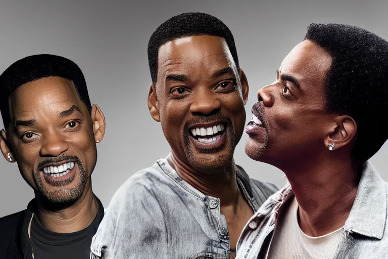 Image similar to will smith and chris rock together. ultra-detailed, 8k, octane render