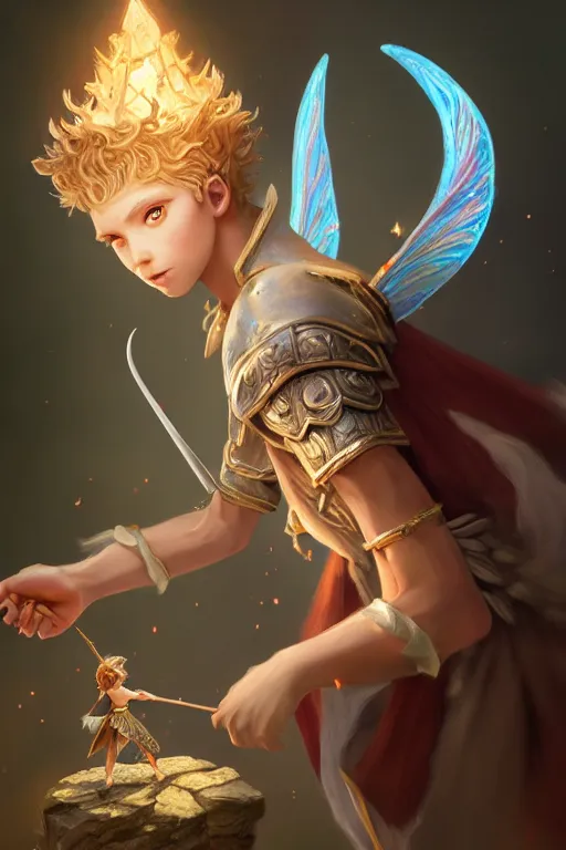 Image similar to legendary fairy prince wizard cast a spell, highly detailed, d & d, fantasy, highly detailed, digital painting, trending on artstation, concept art, sharp focus, illustration, global illumination, ray tracing, realistic shaded, art by artgerm and greg rutkowski and fuji choko and viktoria gavrilenko and hoang lap