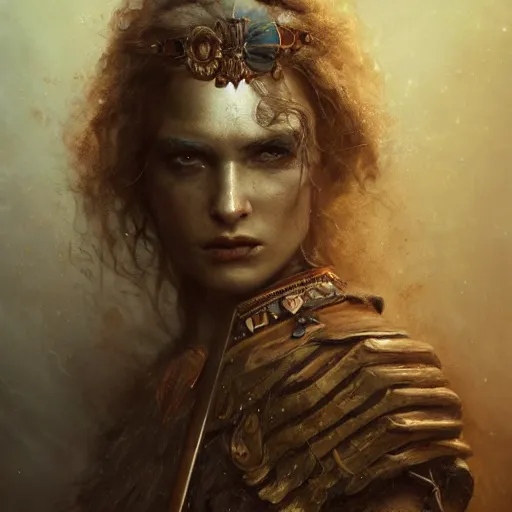 Prompt: a beautiful ultradetailed fine art old vintage dark warrior, wild and butcher with ancient weapons, by tom bagshaw and zach sutton, vignette, 3 5 mm lens, golden ratio composition, studio photography, very detailed, humanoids, artstation, 8 k, highly coherent