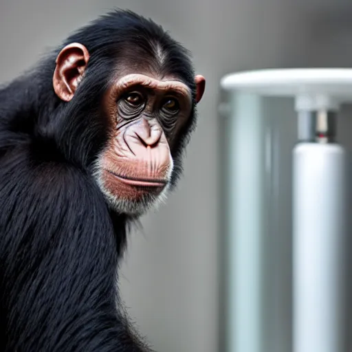 Image similar to Chimp wearing a lab coat