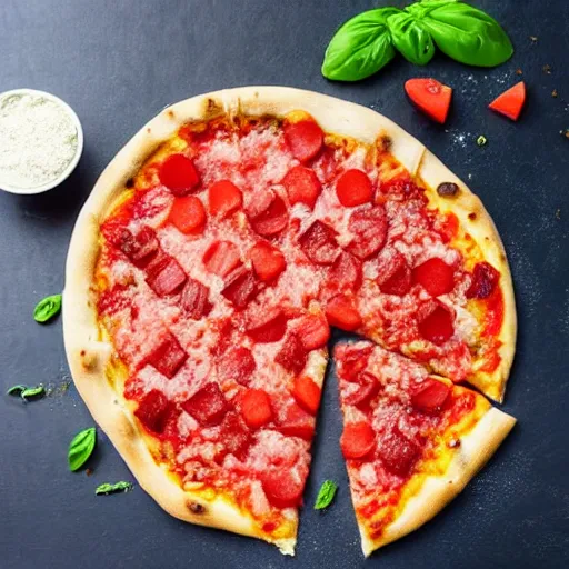 Image similar to pizza made from watermelon with a watermelon-like crust