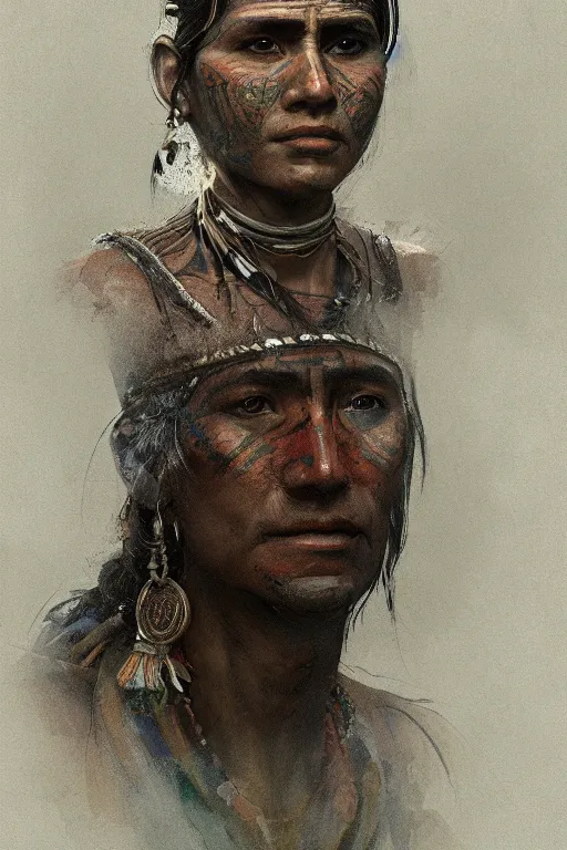 Image similar to aztec citizen, close - up portrait, poor, intricate, elegant, volumetric lighting, scenery, digital painting, highly detailed, artstation, sharp focus, illustration, concept art, ruan jia, steve mccurry