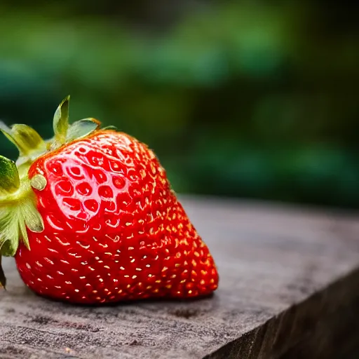 Prompt: high quality presentation photo of a golden strawberry, photography 4k, f1.8 anamorphic, bokeh, 4k, Canon, Nikon